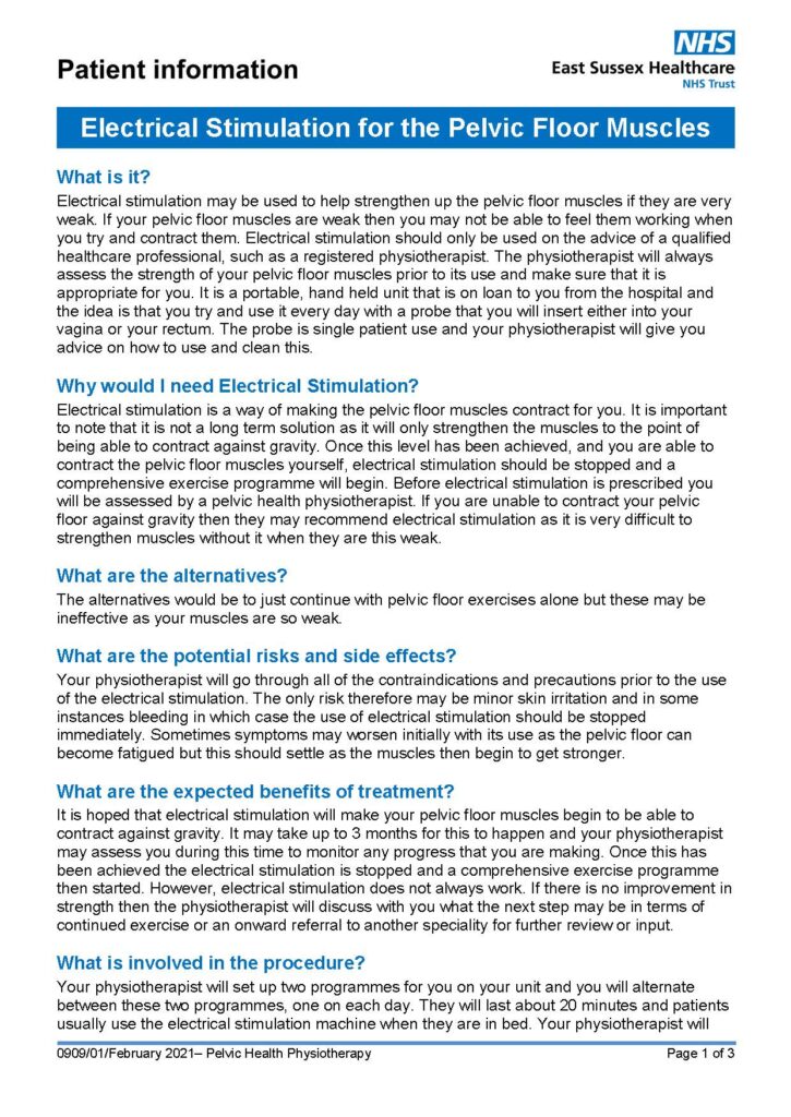 Electrical Stimulation For The Pelvic Floor Muscles
