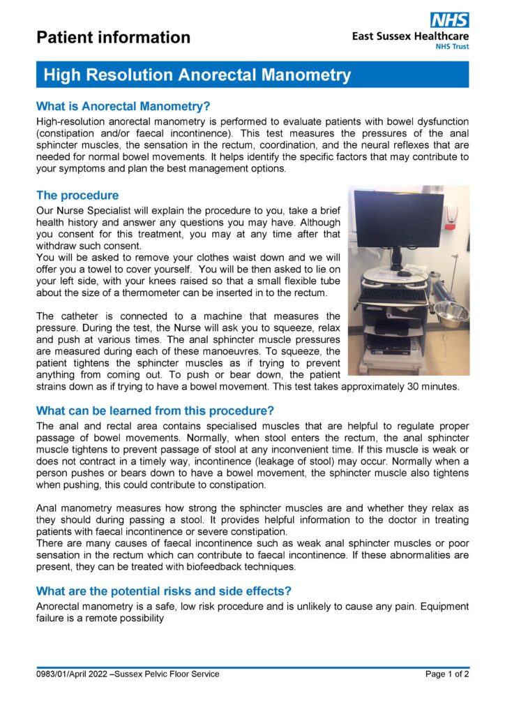 High Resolution Anorectal Manometry