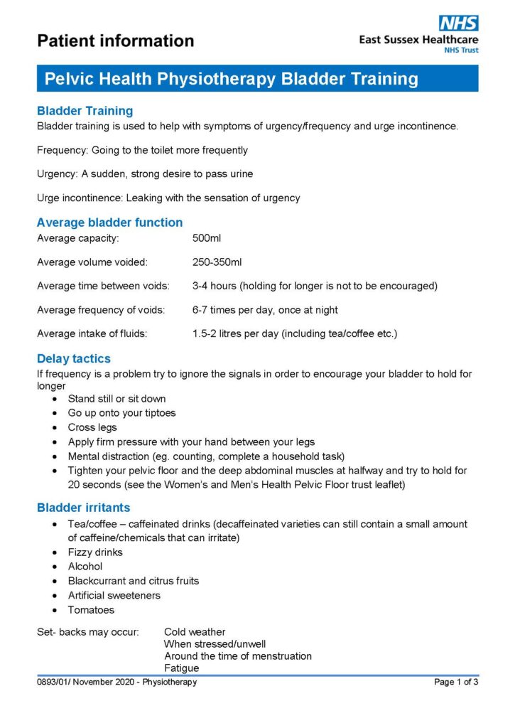 Physiotherapy Bladder Training