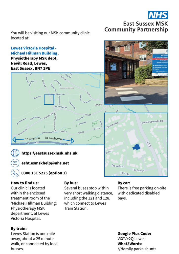 Lewes Victoria Hospital map - Click the text below to download a PDF copy.